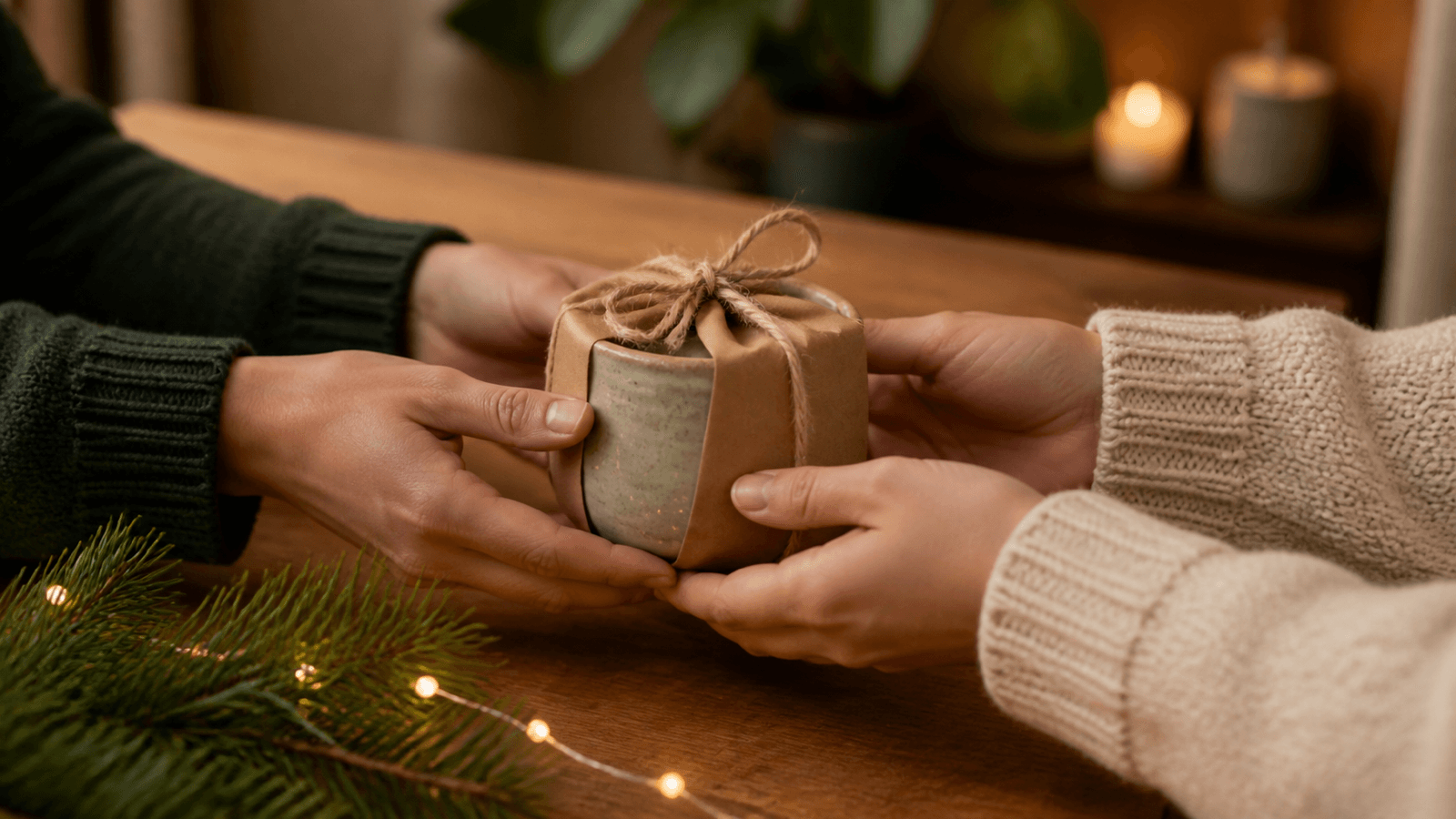 Trao một món quà gốm nhỏ trong không khí Noel ấm áp