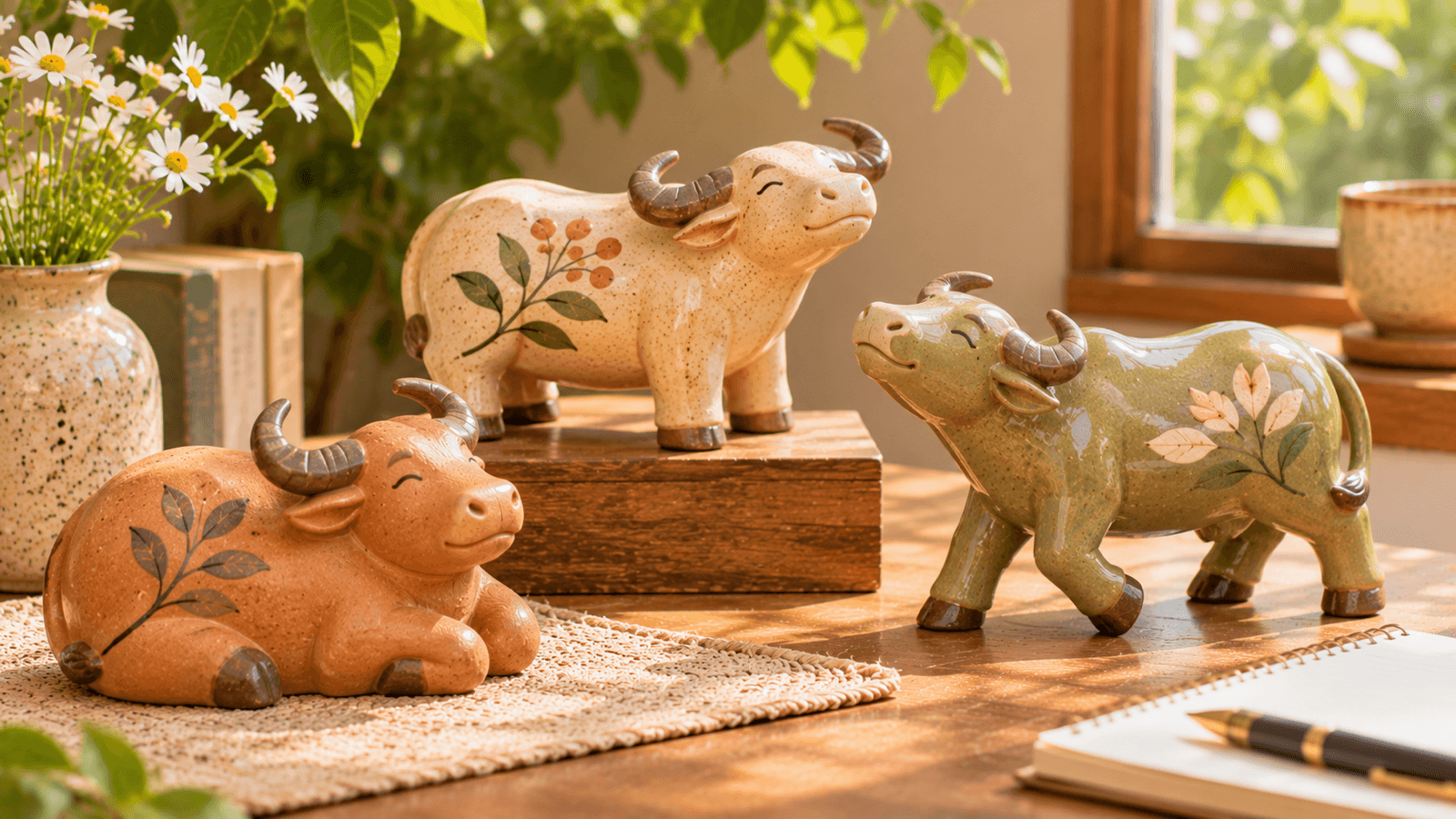 Tượng Trâu Phong Thủy Để Bàn: Biểu Tượng Quê Việt Bằng Gốm Sứ